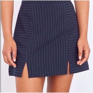 UO Navy pinstripe slit mini skirt